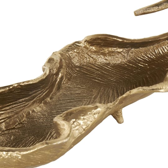 27" Gold Aluminum Metal Leaf Textured Decorative Bowl